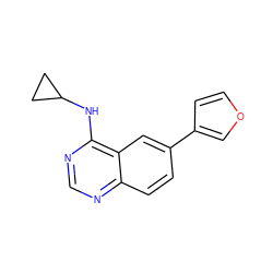 c1nc(NC2CC2)c2cc(-c3ccoc3)ccc2n1 ZINC000004265259