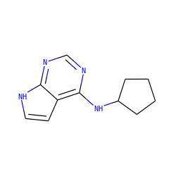 c1nc(NC2CCCC2)c2cc[nH]c2n1 ZINC000082358953