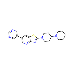 c1ncc(-c2cnc3nc(N4CCC(N5CCCCC5)CC4)sc3c2)cn1 ZINC000045291203